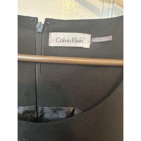 Calvin Klein Black Sheath Dress Womens Sleeveless Ruched Bodycon Career Formal S - Picture 2 of 5